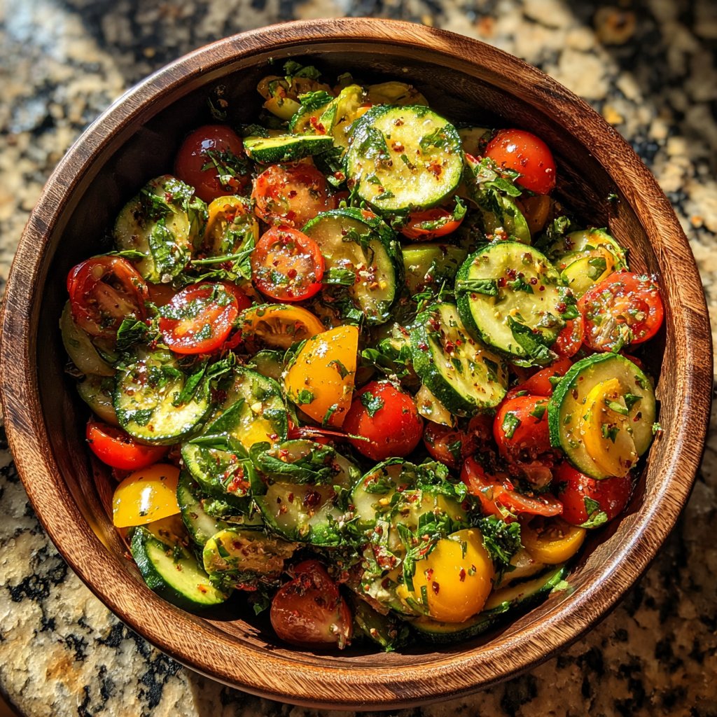 Zucchini Cucumber Salad with Herbs